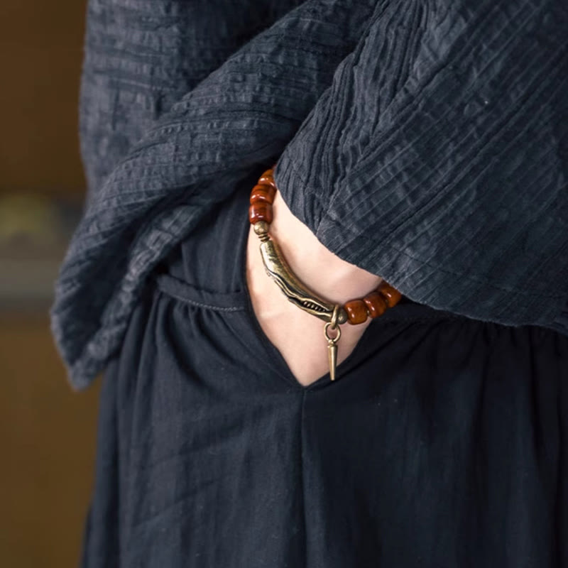 Bracelet spirituel en cuivre et os de yak 14-17,5 cm