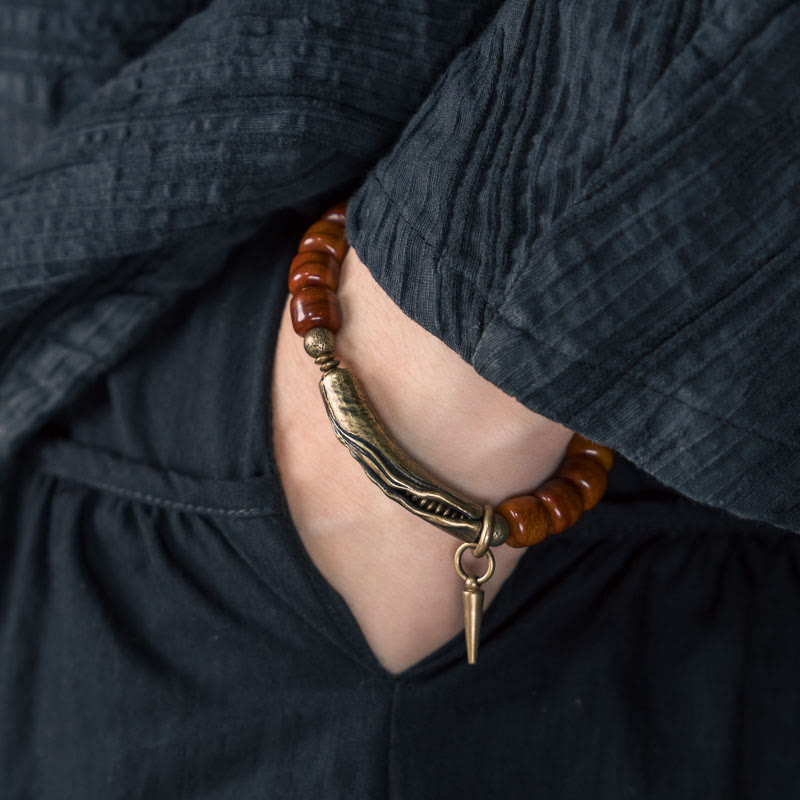 Bracelet spirituel en cuivre et os de yak 14-17,5 cm