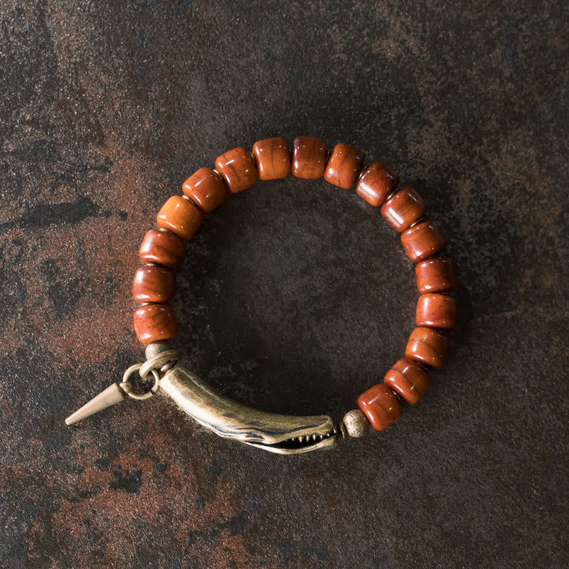 Bracelet spirituel en cuivre et os de yak 14-17,5 cm
