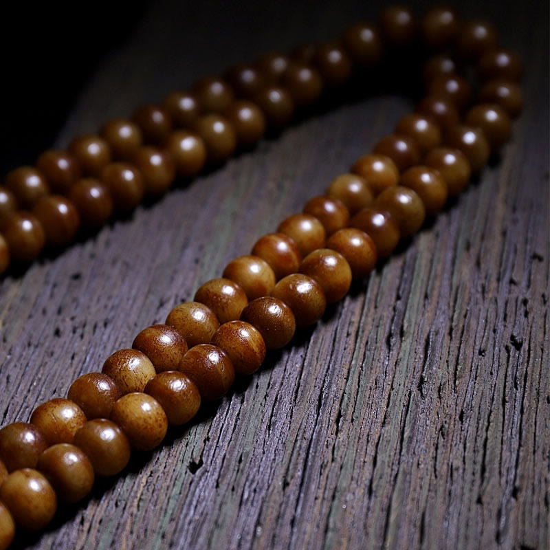 Bracelet de protection en os de yak avec perle dzi à trois yeux - 108 perles