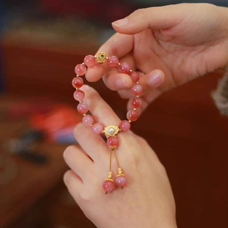 Bracelet d'illumination en agate Yanyuan et fleur de lotus