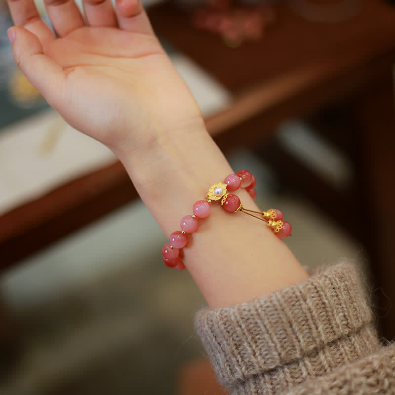 Bracelet d'illumination en agate Yanyuan et fleur de lotus