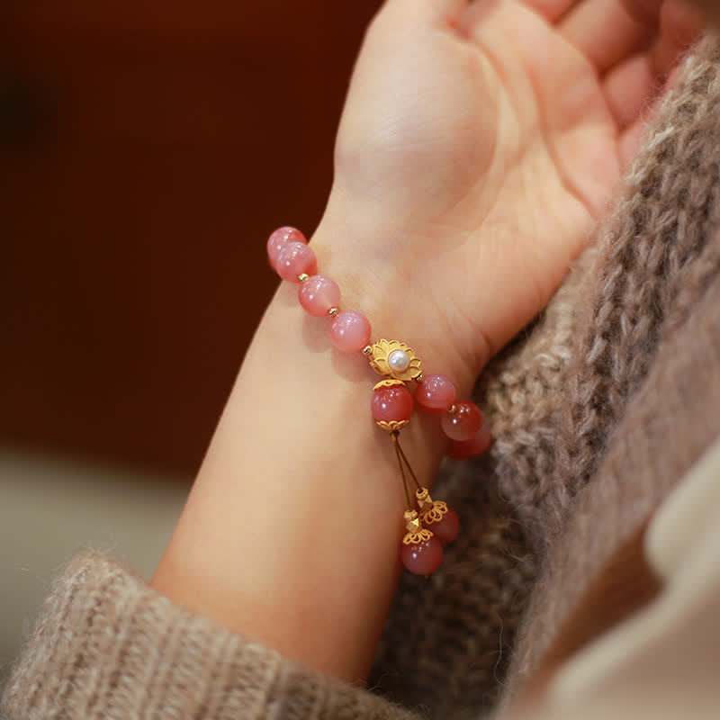 Bracelet d'illumination en agate Yanyuan et fleur de lotus
