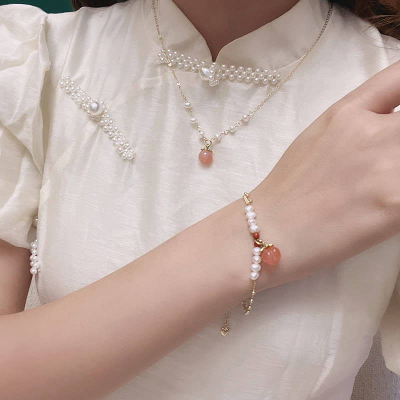 Ensemble de bijoux en perles d'agate Yanyuan, cuivre plaqué or, 3 pièces, énergie positive