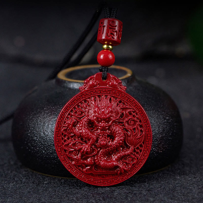Collier pendentif de protection en cinabre de l'année du dragon