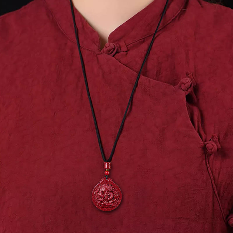 Collier pendentif de protection en cinabre de l'année du dragon