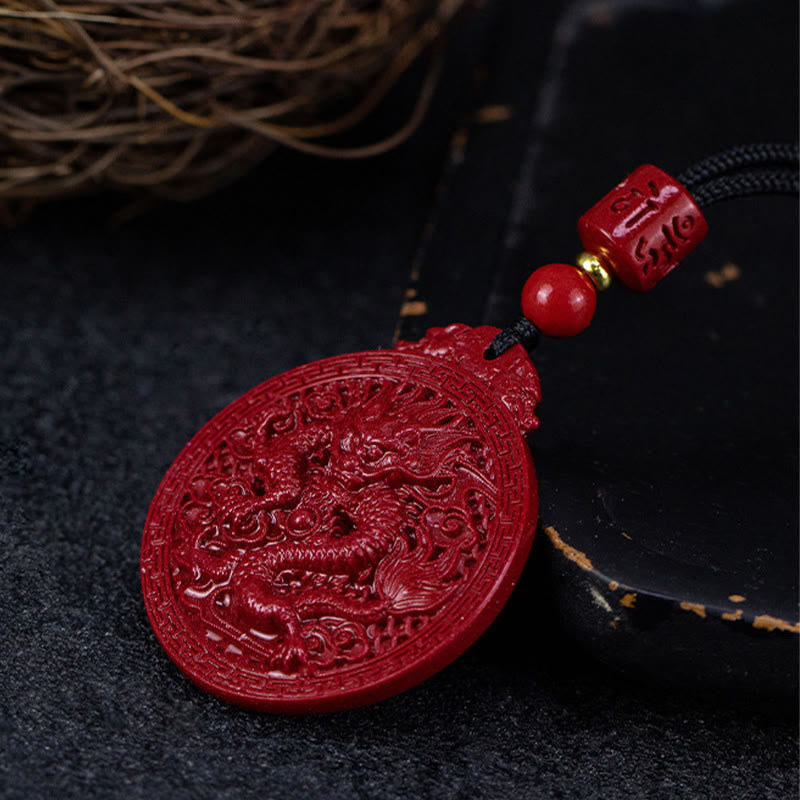 Collier pendentif de protection en cinabre de l'année du dragon