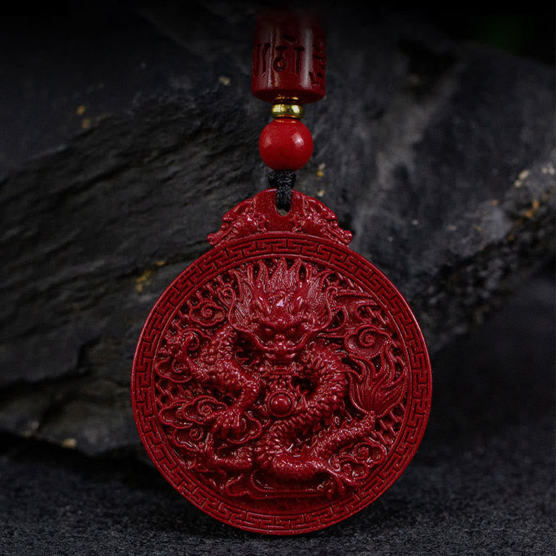 Collier pendentif de protection en cinabre de l'année du dragon