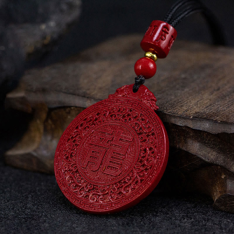 Collier pendentif de protection en cinabre de l'année du dragon
