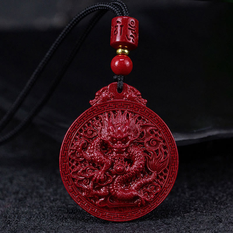 Collier pendentif de protection en cinabre de l'année du dragon