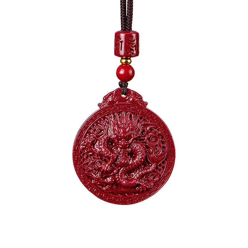 Collier pendentif de protection en cinabre de l'année du dragon