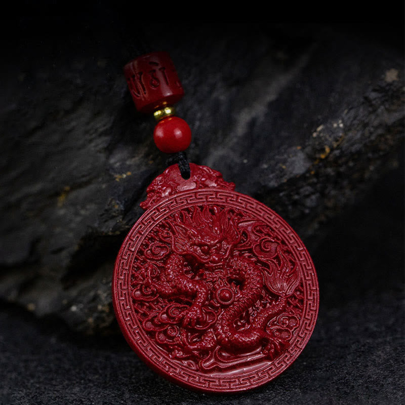 Collier pendentif de protection en cinabre de l'année du dragon