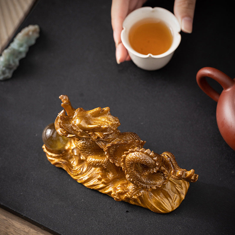 Figurine animal de compagnie en résine changeant de couleur Année du Dragon