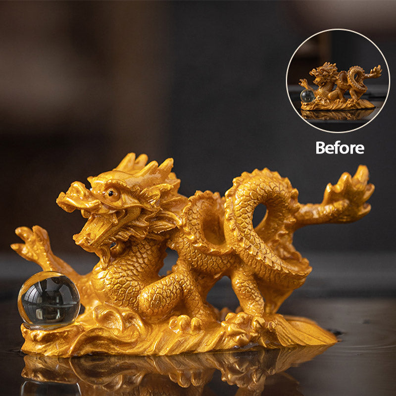 Figurine animal de compagnie en résine changeant de couleur Année du Dragon