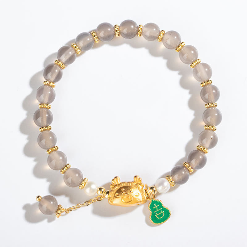 Bracelet porte-bonheur en agate rouge Année du Dragon 6 mm unisexe