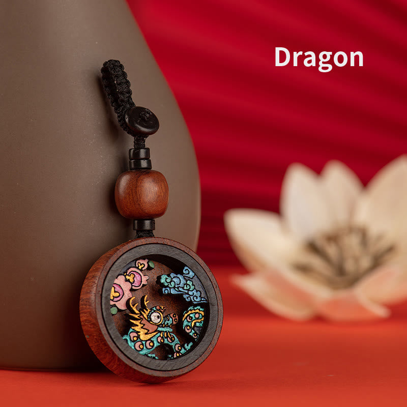 Porte-clés du zodiaque en palissandre de l'année du dragon