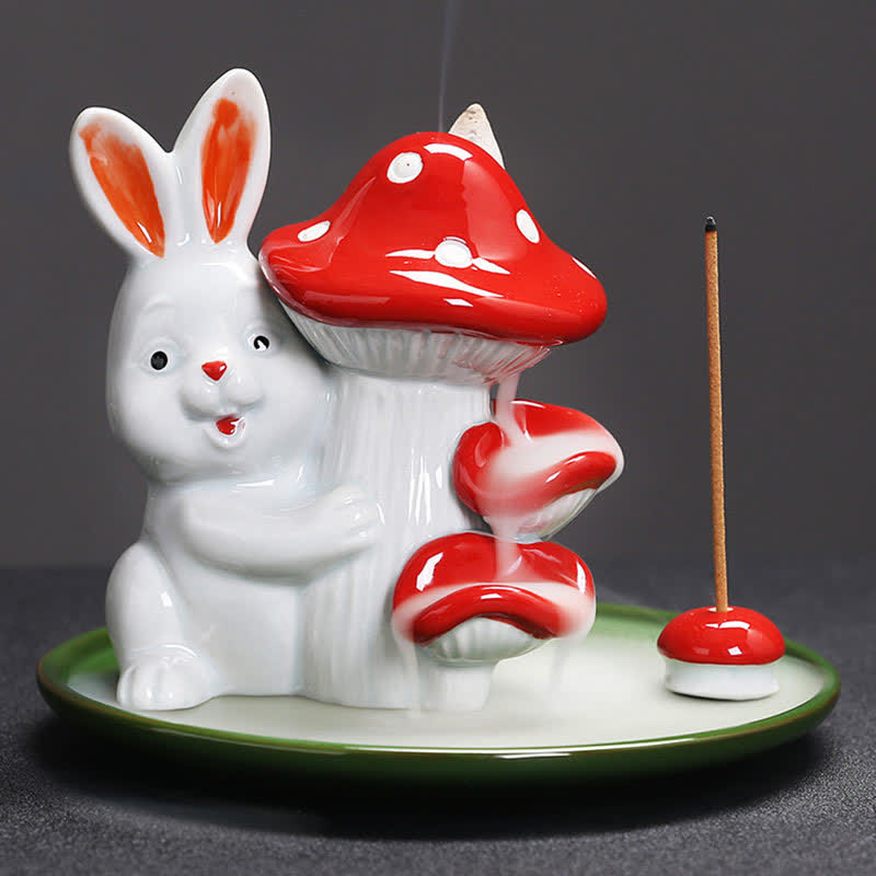 Brûleur d'encens en céramique Année du Lapin avec motif de lapin