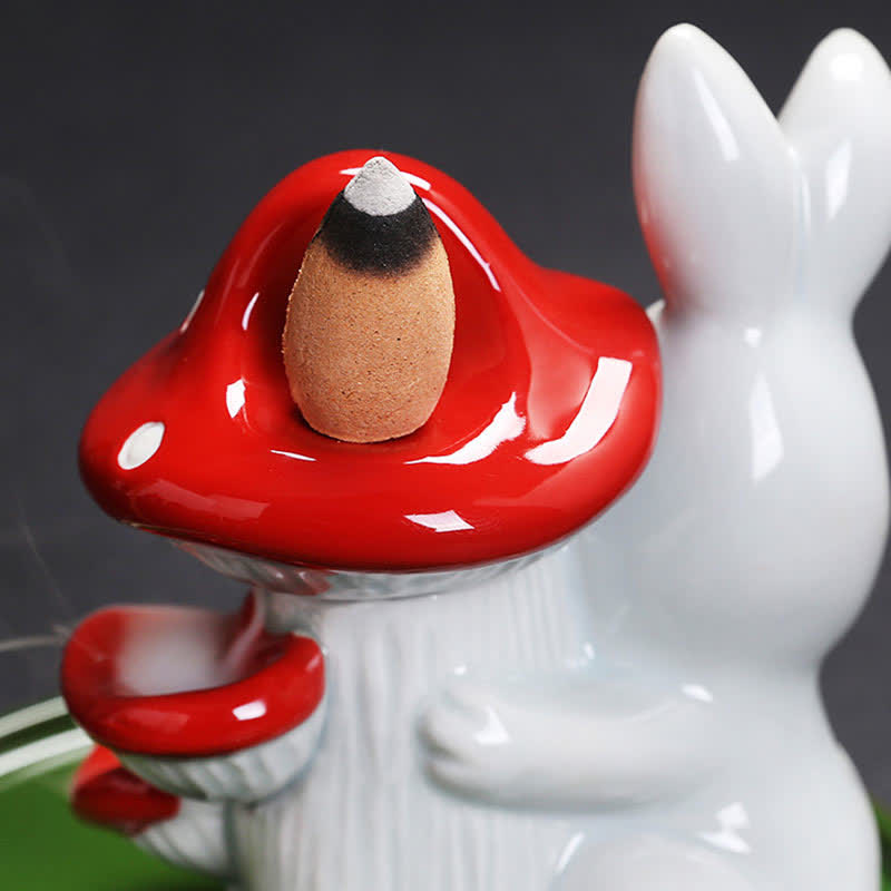 Brûleur d'encens en céramique Année du Lapin avec motif de lapin