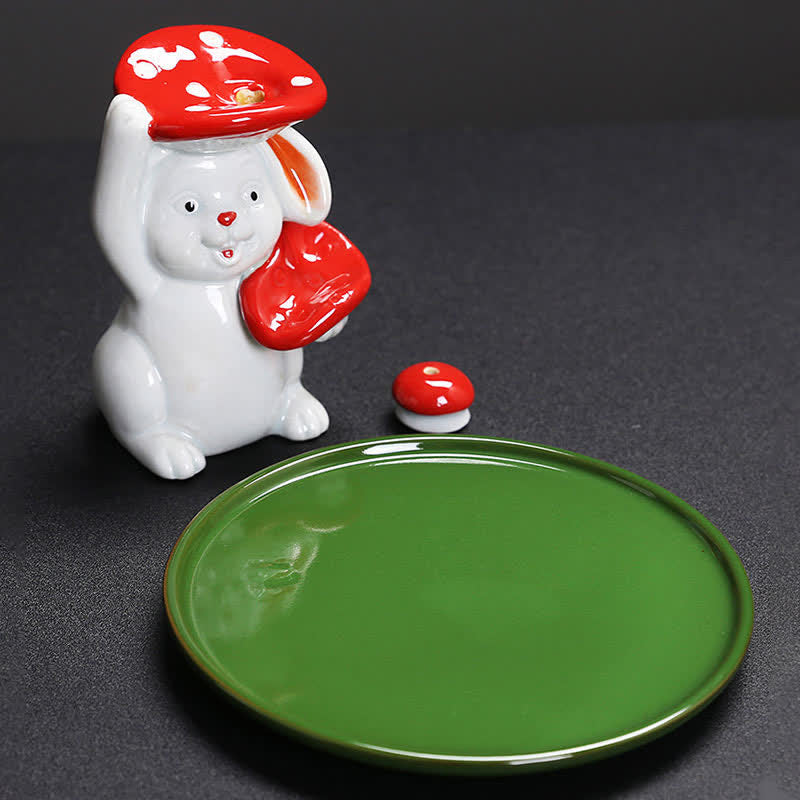 Brûleur d'encens en céramique Année du Lapin avec motif de lapin