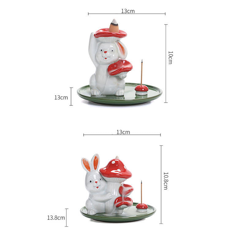 Brûleur d'encens en céramique Année du Lapin avec motif de lapin