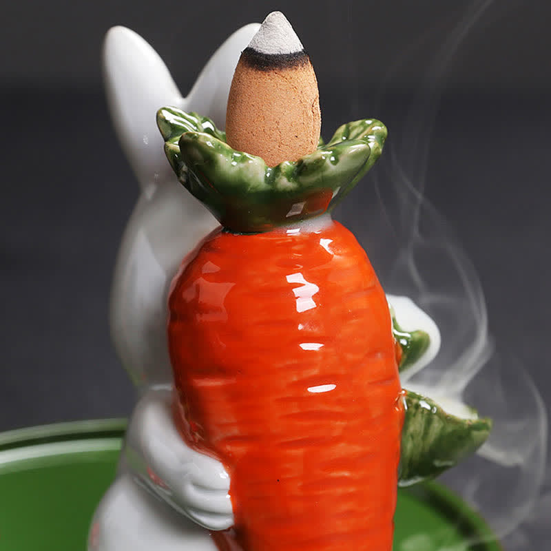 Brûleur d'encens en céramique Année du Lapin avec motif de lapin