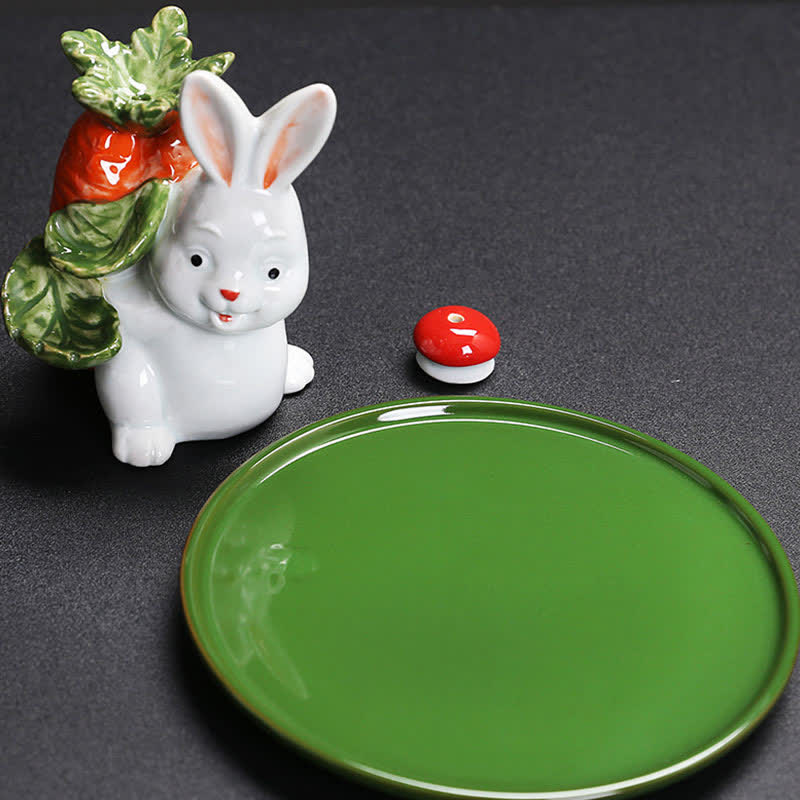 Brûleur d'encens en céramique Année du Lapin avec motif de lapin