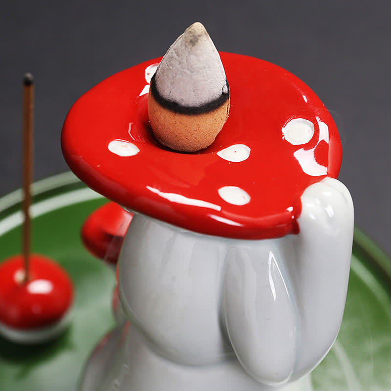 Brûleur d'encens en céramique Année du Lapin avec motif de lapin