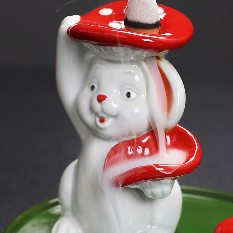 Brûleur d'encens en céramique Année du Lapin avec motif de lapin