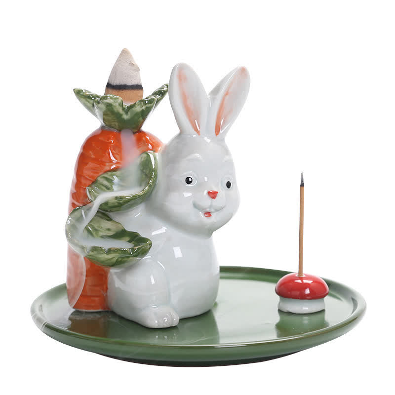 Brûleur d'encens en céramique Année du Lapin avec motif de lapin