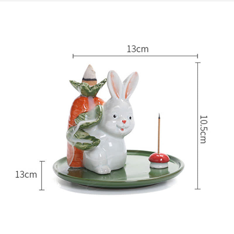 Brûleur d'encens en céramique Année du Lapin avec motif de lapin