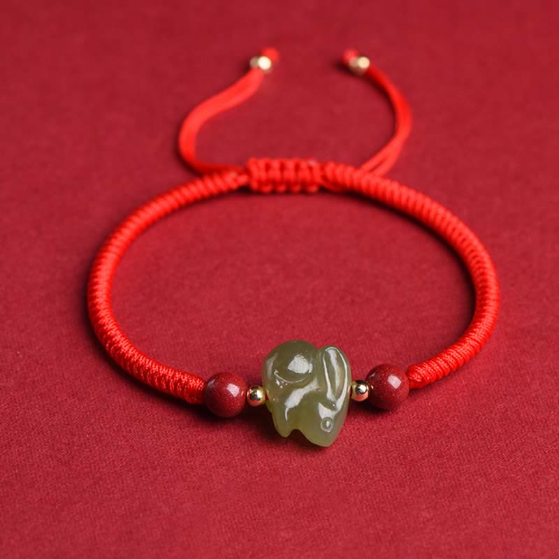 Bracelet d'abondance en jade Hetian de l'année du lapin
