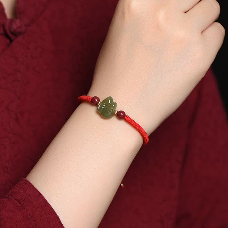 Bracelet d'abondance en jade Hetian de l'année du lapin