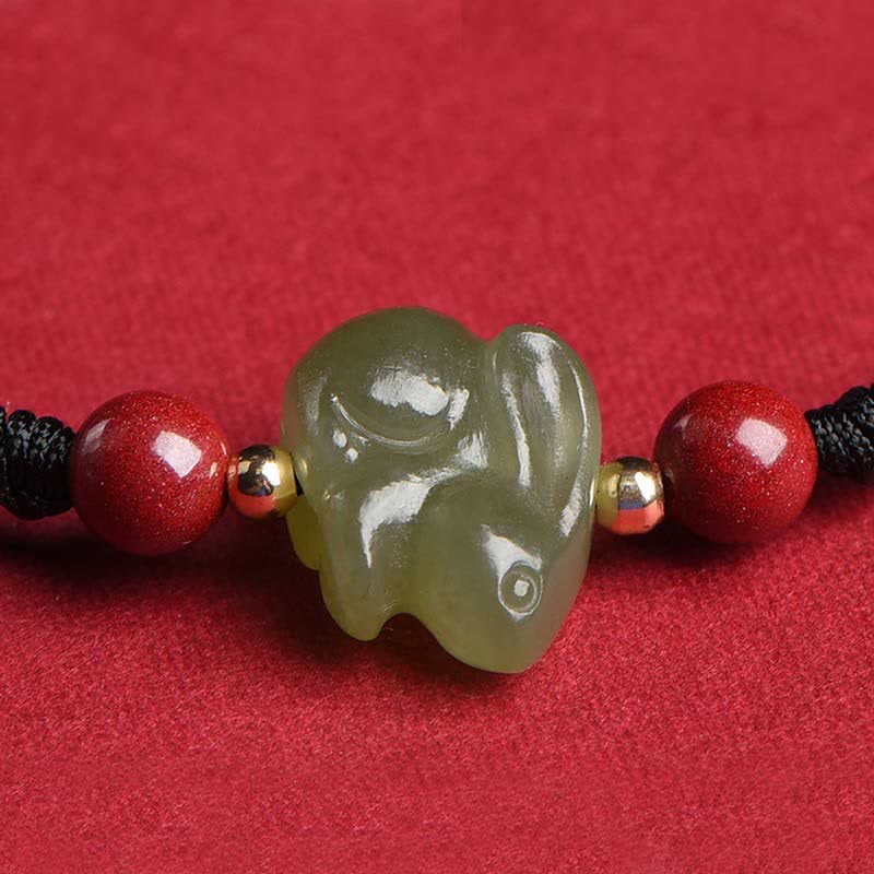 Bracelet d'abondance en jade Hetian de l'année du lapin