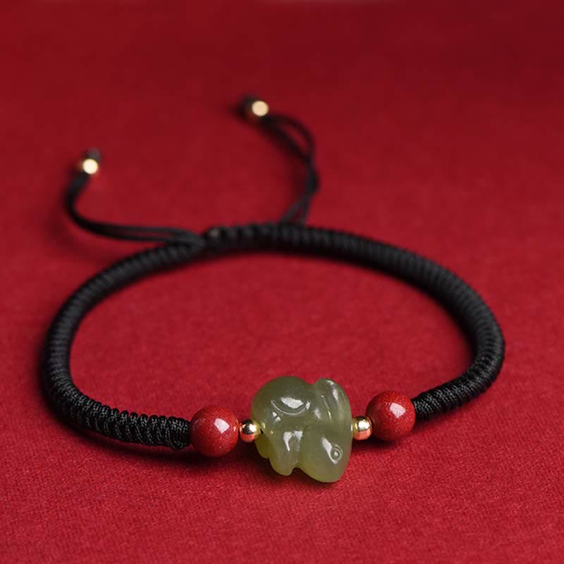 Bracelet d'abondance en jade Hetian de l'année du lapin