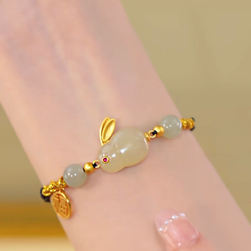 Bracelet de jade de l'année du lapin pour la confiance et la chance