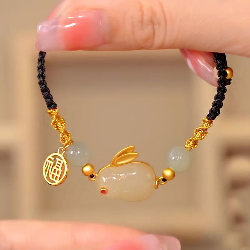 Bracelet de jade de l'année du lapin pour la confiance et la chance