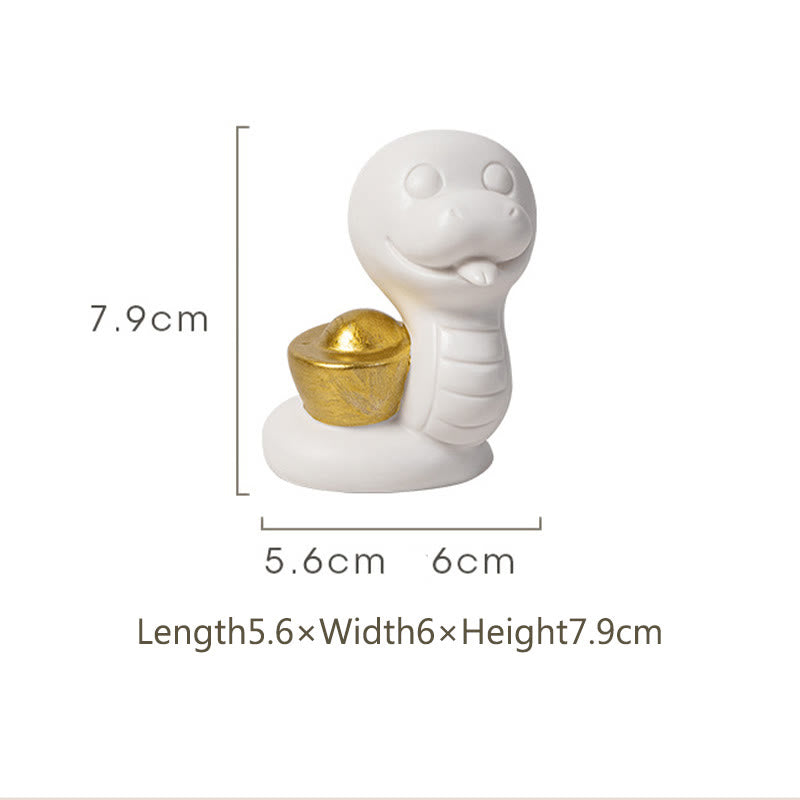 Figurine en céramique de la calebasse et du lingot de l'Année du Serpent