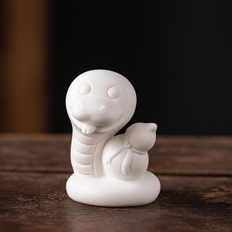 Figurine en céramique de la calebasse et du lingot de l'Année du Serpent