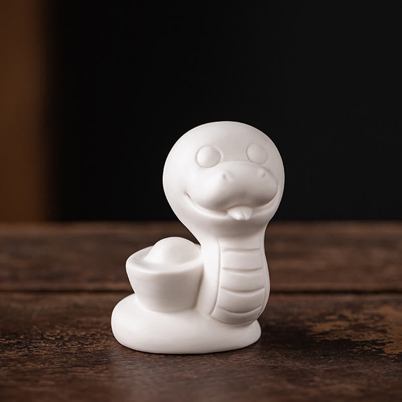 Figurine en céramique de la calebasse et du lingot de l'Année du Serpent