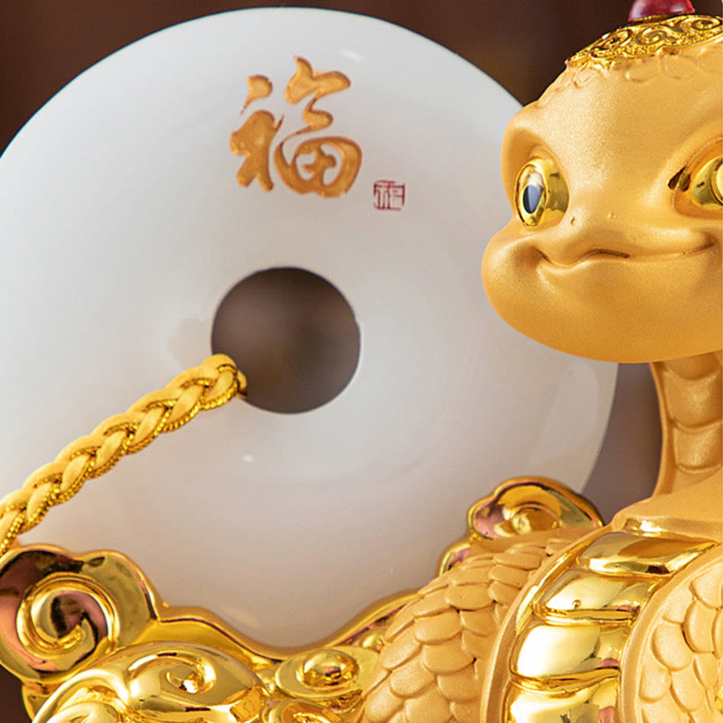 Statue spirituelle en résine avec boucle de paix de l'année du serpent, 28 cm