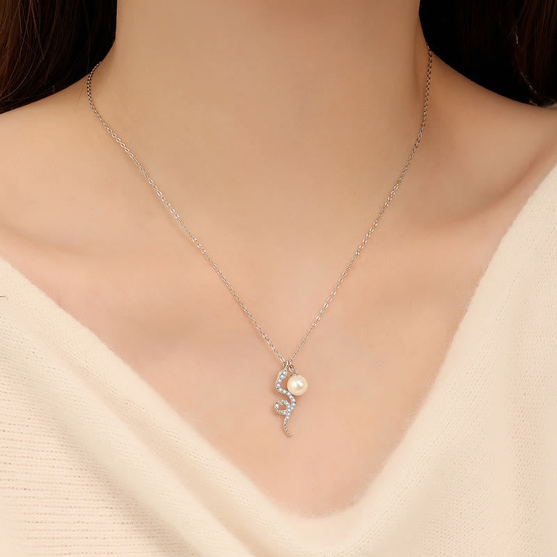 Collier de perles Année du Serpent en argent sterling 925 et or