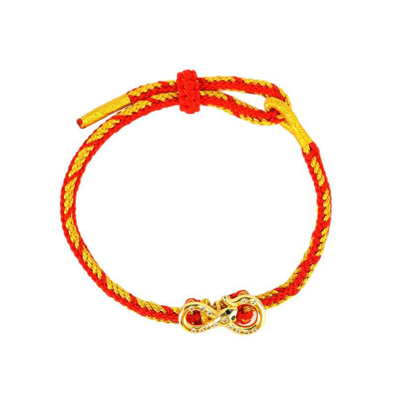 Bracelet tressé porte-bonheur en fil rouge Année du Serpent