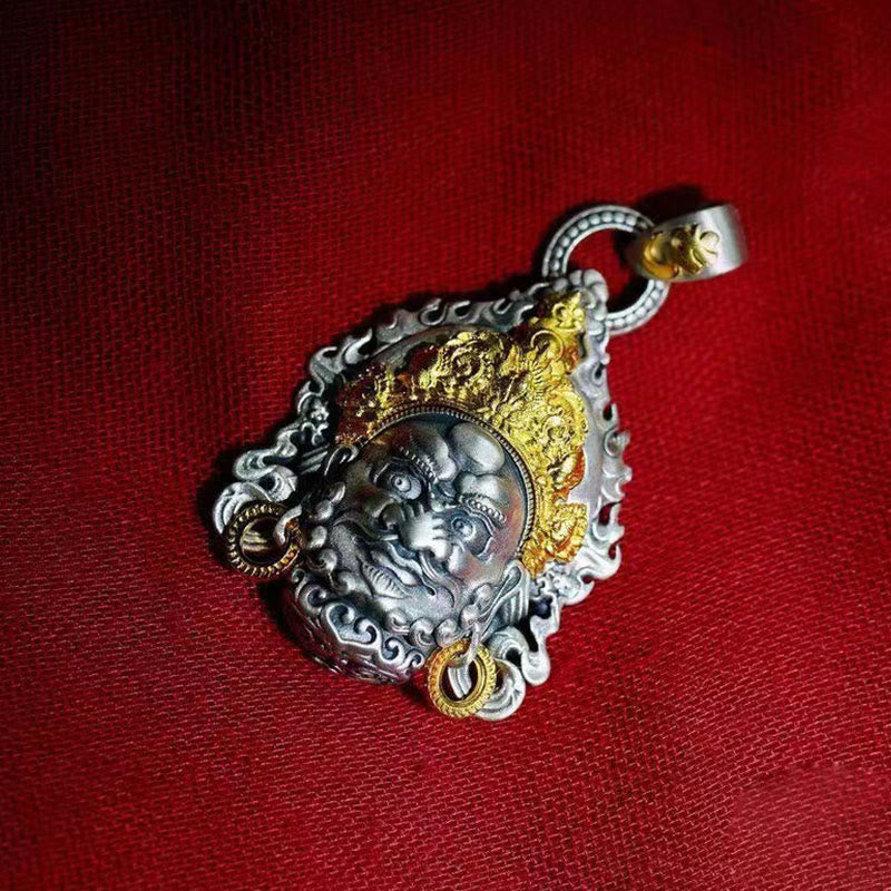 Collier porte-bonheur en cuivre jaune Dieu de la richesse pour la prospérité