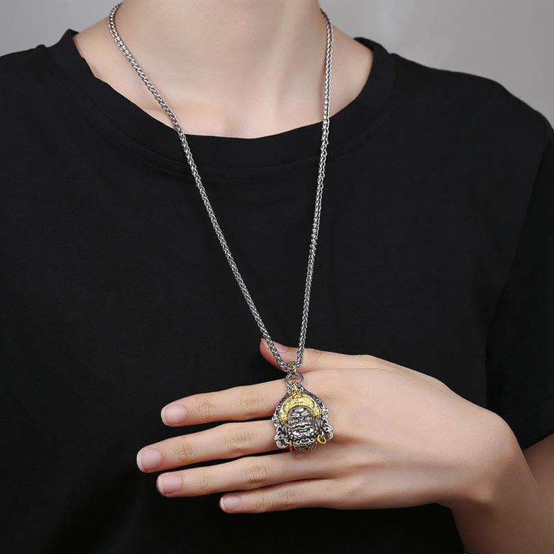 Collier porte-bonheur en cuivre jaune Dieu de la richesse pour la prospérité