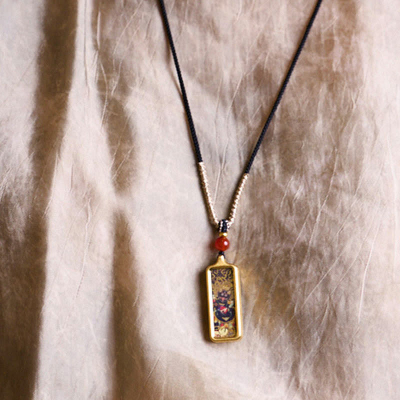 Collier pendentif spirituel renard à neuf queues jaune dieu de la richesse