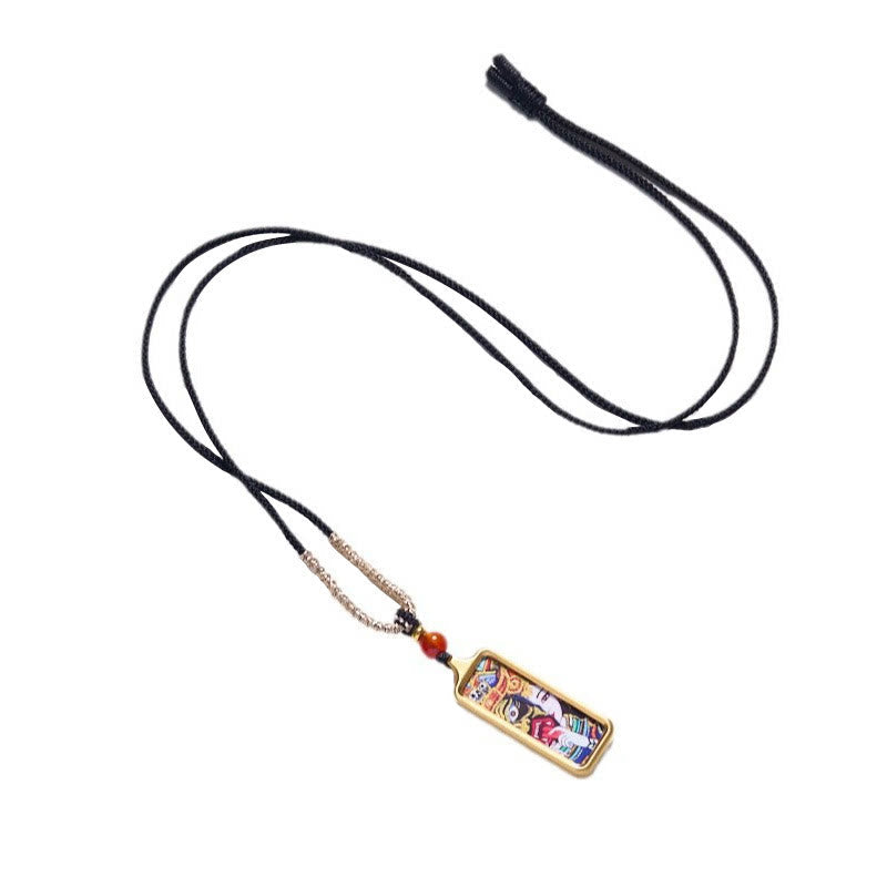 Collier pendentif spirituel renard à neuf queues jaune dieu de la richesse