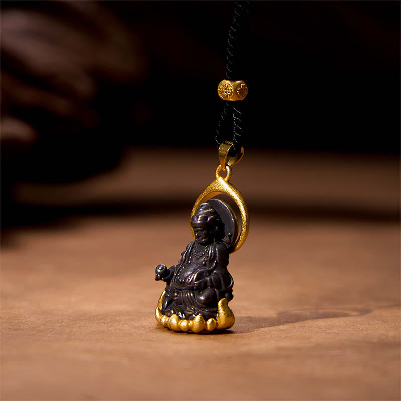 Collier Bouddha Jambhala jaune | Pendentif Richesse et Sérénité