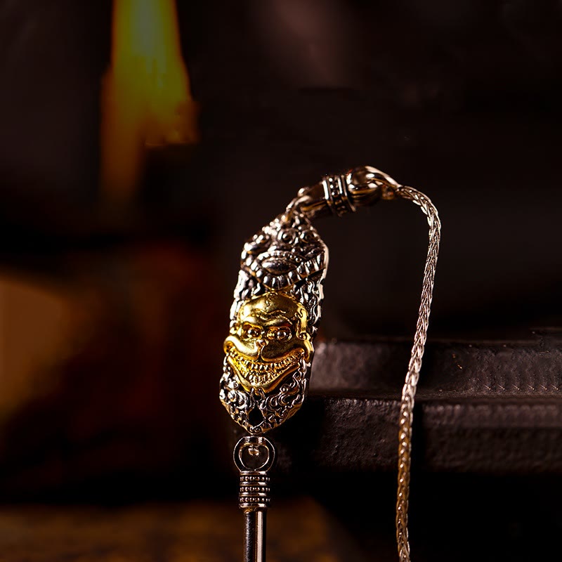 Pendentif collier jaune Jambhala Om Mani Padme Hum
