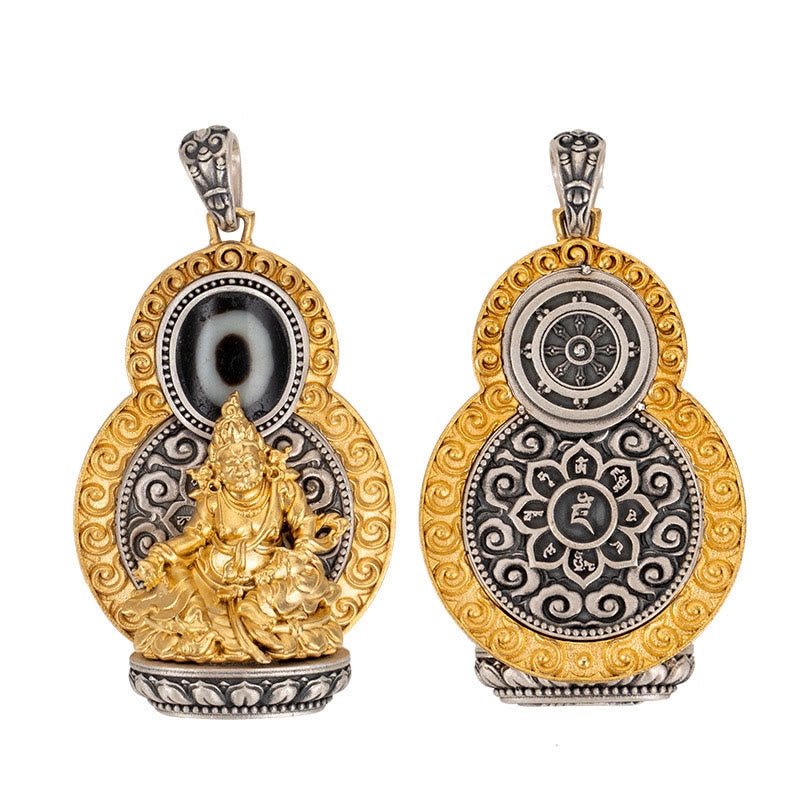 Pendentif collier jaune Jambhala Om Mani Padme Hum
