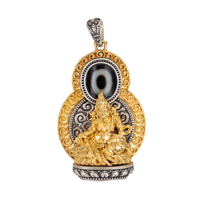Pendentif collier jaune Jambhala Om Mani Padme Hum